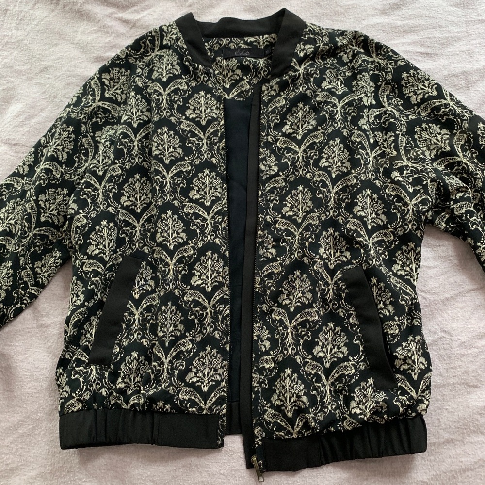 Black & Tan Printed Bomber Jacket